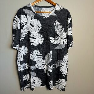 Old Navy Women's Linen‎ Blend Tropical Leaf Print Short Sleeve T-Shirt Gray XXXL